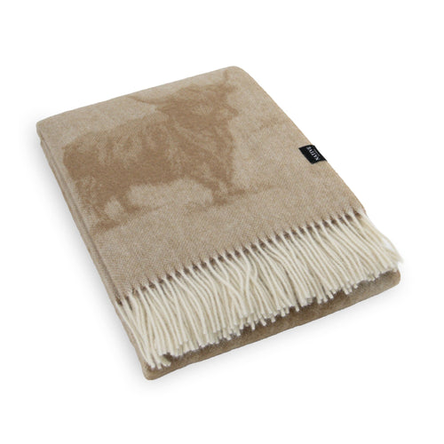 Highland Cow Wool Blanket - Pure Wool Throw 140 x 200cm