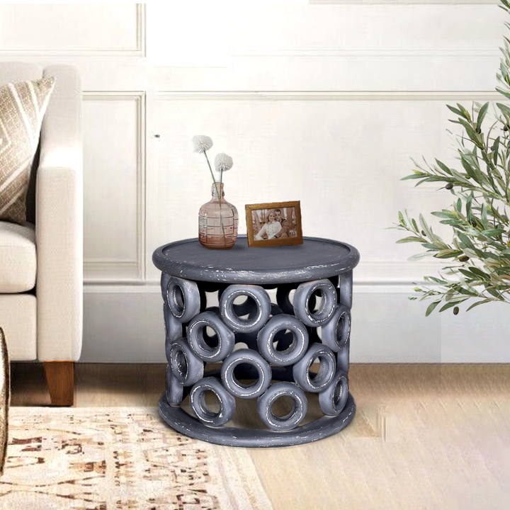 Donut Lord Wood Side Table - Grey Additional 1