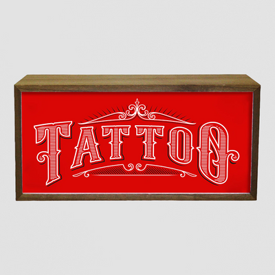 Light Box Tattoo Parlour Sign. Retro LED Glow with Attitude