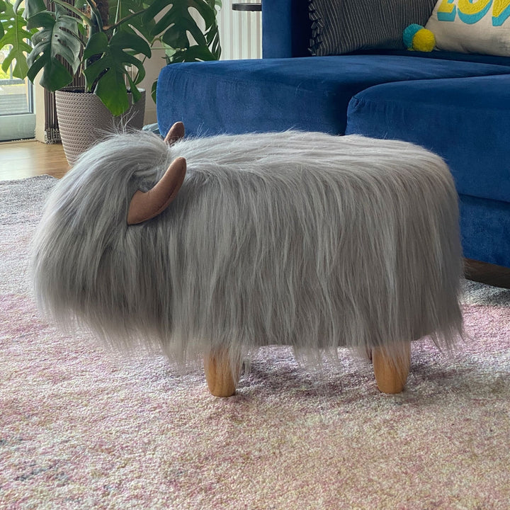 Gilbert the Grey Highland Cow Footstool Additional 2