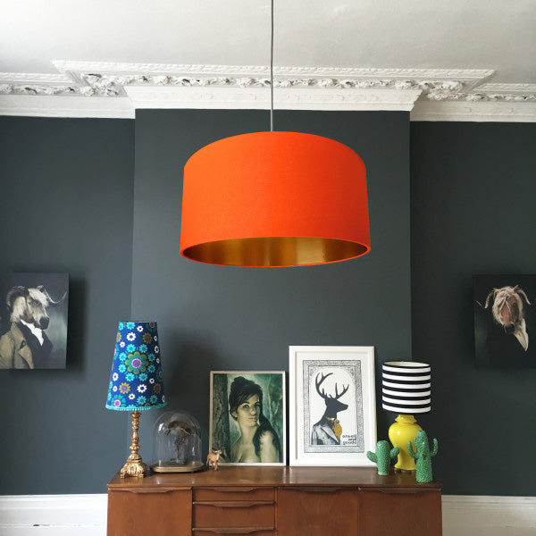Fabric Lampshade - Tangerine & Brushed Copper Additional 2