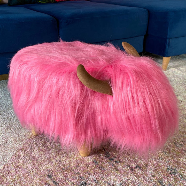 Pink the Highland Cow Footstool Additional 3