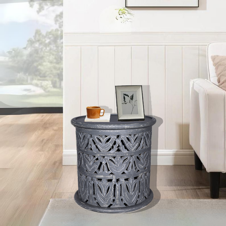 Perth Mango Wood Side Table - Grey Additional 2