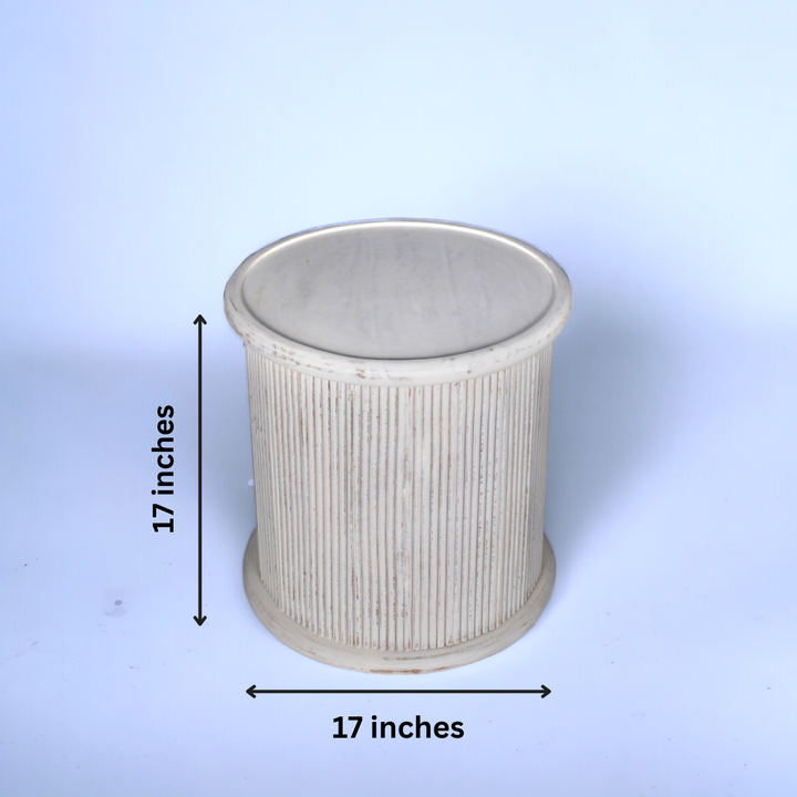 Linda Mango Wood Side Table - White Additional 4