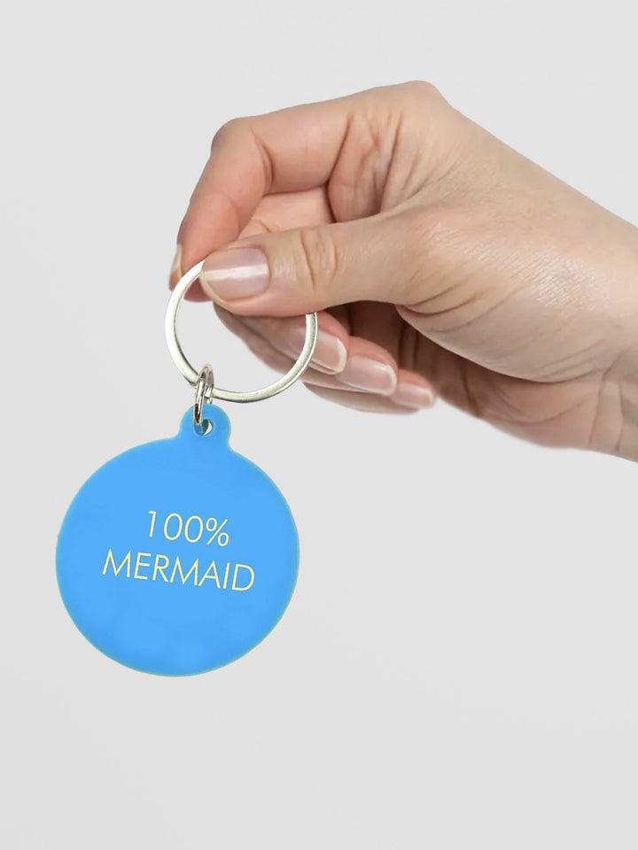 Mermaid Keyring - 100% Mermaid Acrylic Tag with Gold Engraving Additional 3