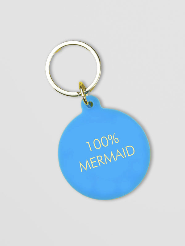 Mermaid Keyring - 100% Mermaid Acrylic Tag with Gold Engraving