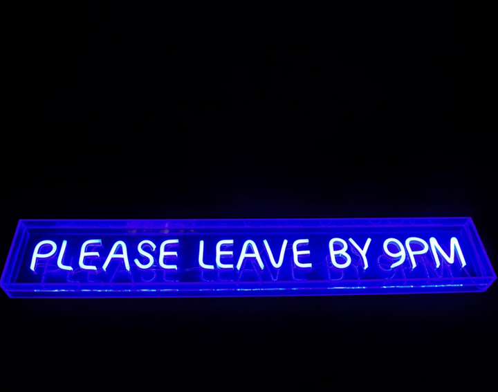 LED Neon Acrylic Lightbox - Please Leave By 9PM Sign for Walls or Shelves Additional 3