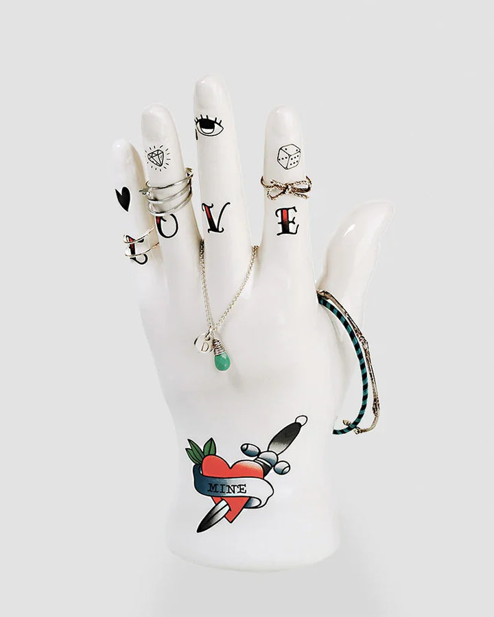 Tattoo Hand Jewellery Holder Ceramic Display with Attitude – Red