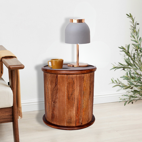 Linda Mango Wood Side Table - Dark Brown