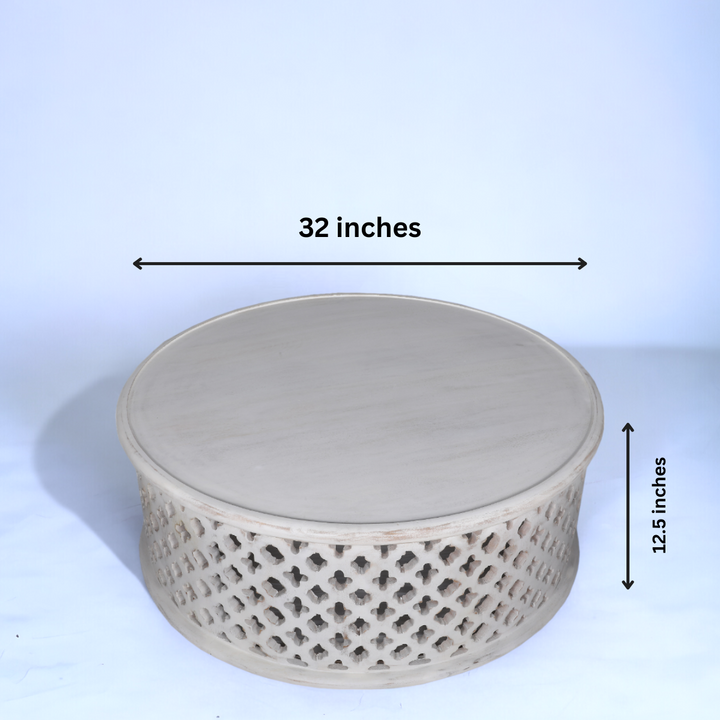 Petal Mango Wood Coffee Table - White Additional 4