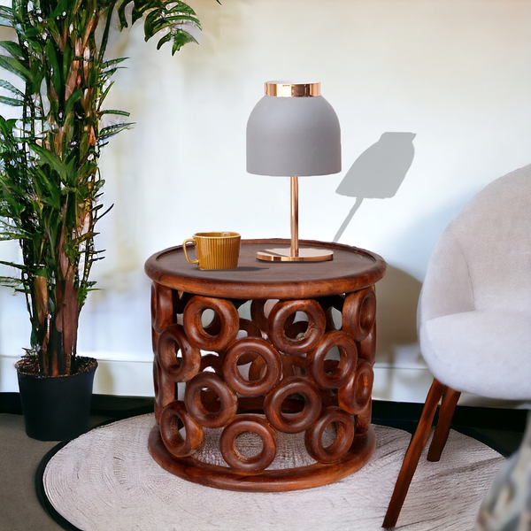 Donut Lord Wood Side Table - Dark Brown