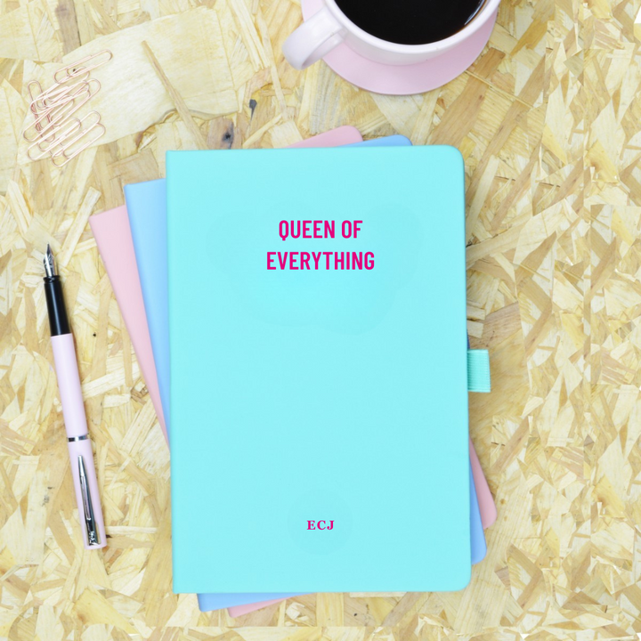 Queen of Everything Green Personalised Notebook