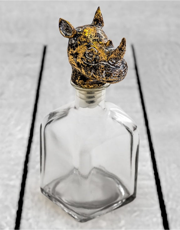 Large Glass Storage Bottle with Rhino Head Stopper Additional 2