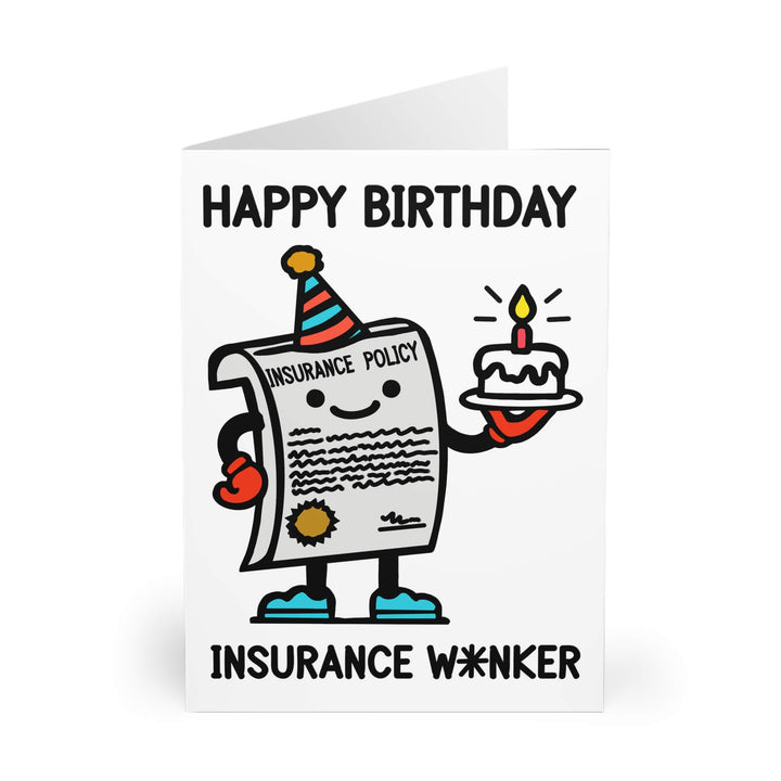 Funny Rude Birthday Card – “Insurance W*nker” Card for Friends – Red Candy
