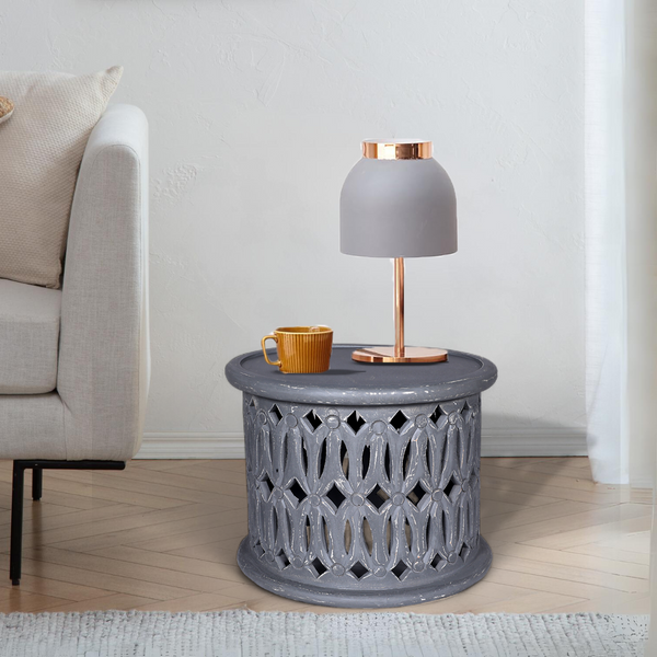 Costner Mango Wood Side Table - Grey