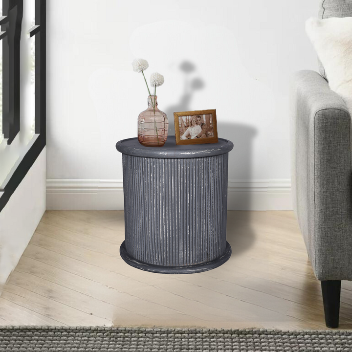 Linda Mango Wood Side Table - Grey Additional 2