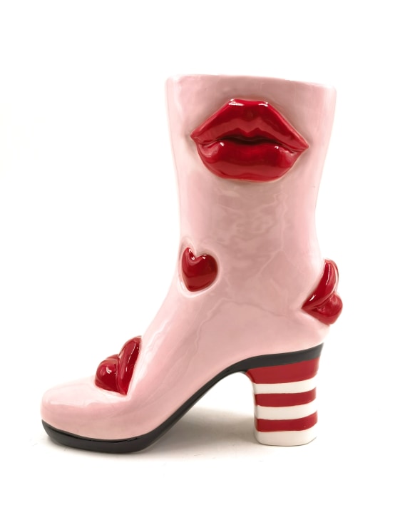 Medium Hearts & Lips Heeled-Boot Ceramic Vase Additional 2