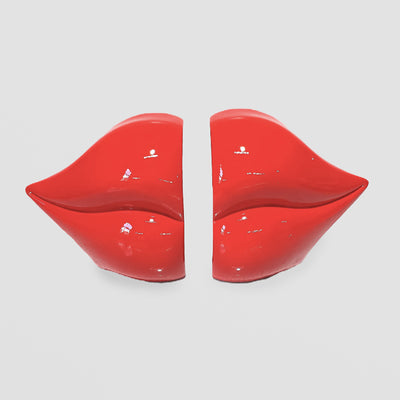 Red Lips Bookends Set. Bold, Cheeky Shelf Companions
