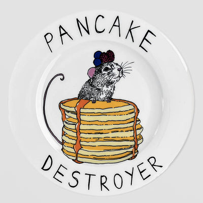 Pancake Side Plate - Bone China with Whimsical Mouse Design