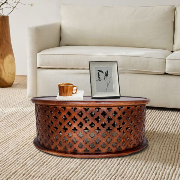 Petal Mango Wood Coffee Table - Dark Brown