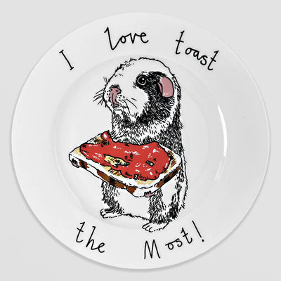 Guinea Pig Side Plate - I Love Toast the Most