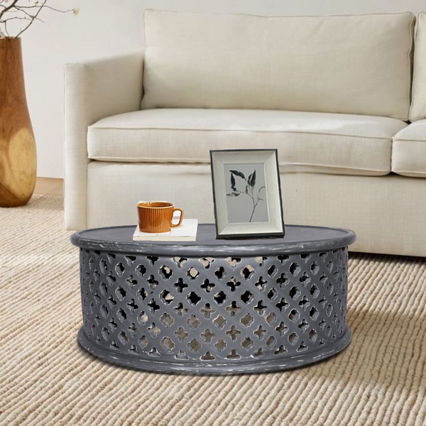 Petal Mango Wood Coffee Table - Grey