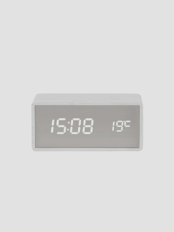 Alarm Clock Silver Mirror LED - White