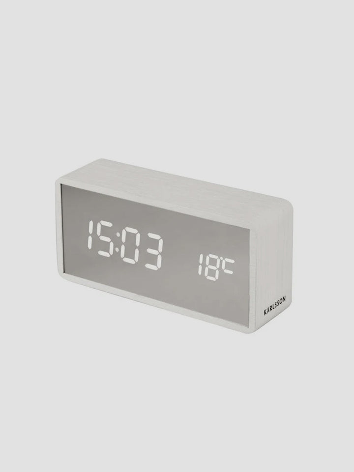 Alarm Clock Silver Mirror LED - White Additional 2