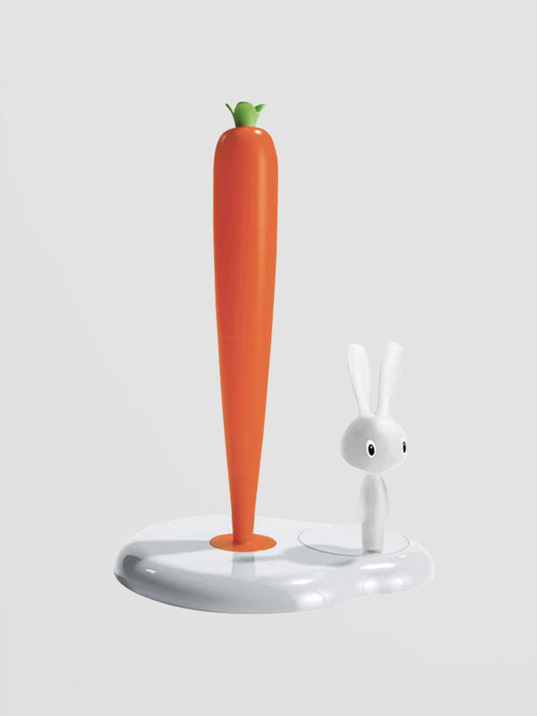 Alessi Bunny and Carrot Kitchen Roll Holder. White, Whimsical & Functional