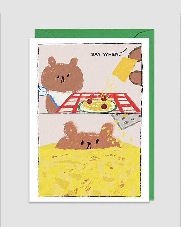 Say When Cheese – Green Envelope Greeting Card