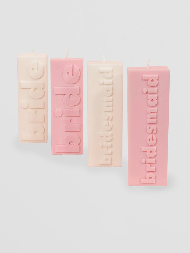 Bridesmaid Pillar Candle - White Wax with Bold Slogan Block Additional 1