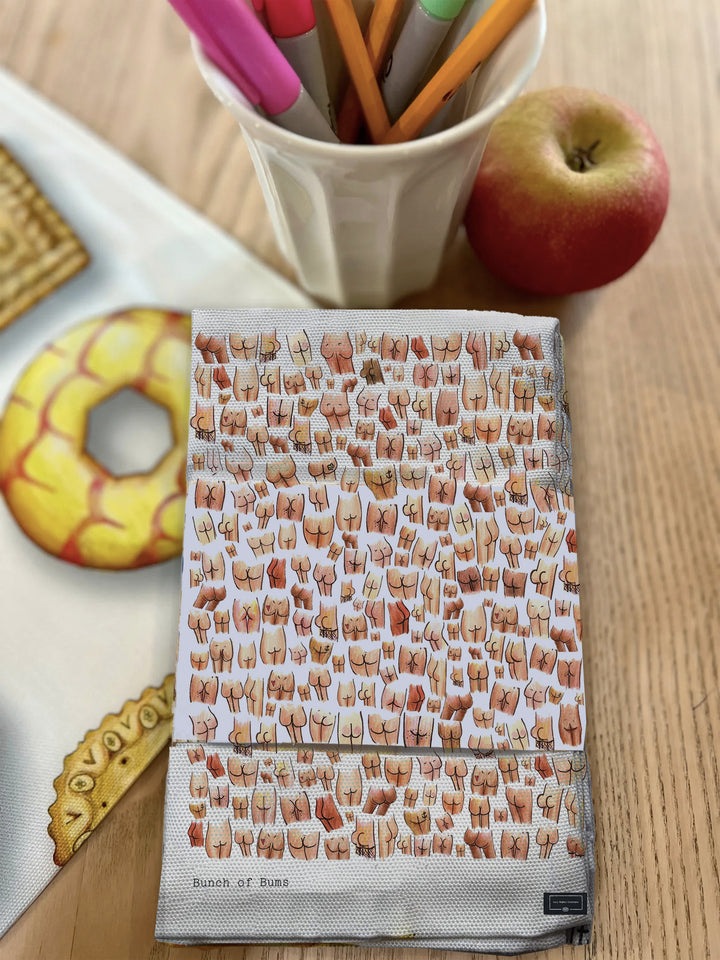 Funny Tea Towel - Bunch of Bums Design in Cotton Additional 3