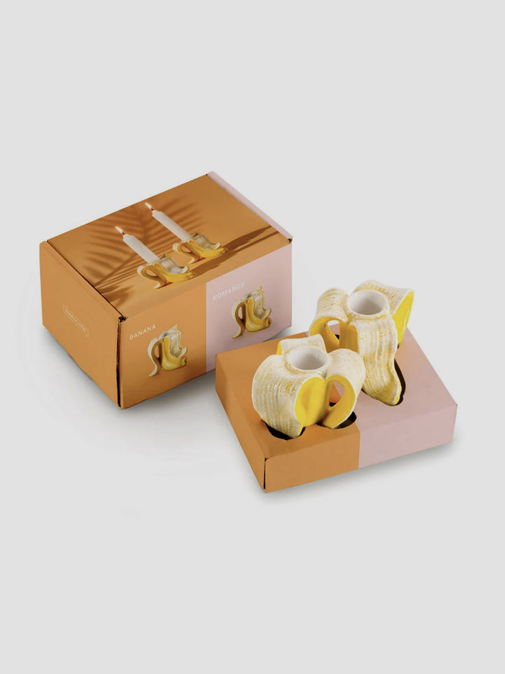 Banana Candle Holders Set – Quirky Yellow Dolomite Pair for Tabletop Fun Additional 2