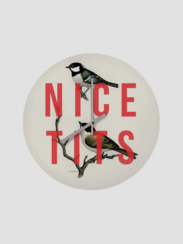 Bird Wall Clock - Nice Tits Design with Glass Face
