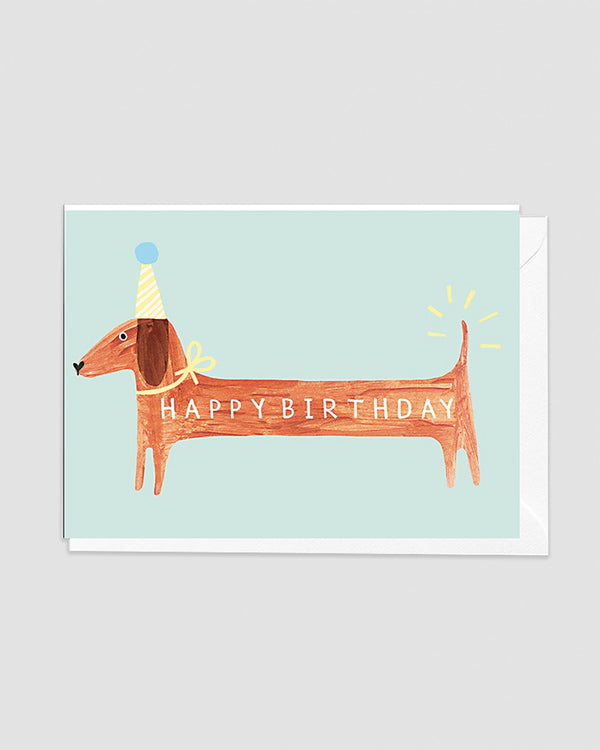 Birthday Sausage – Blue Greeting Card