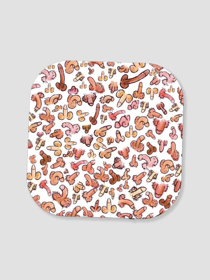 Bunch of Dicks Drink Coasters Set of 4. Naughty Cork Table Mats with Colourful Art Additional 1