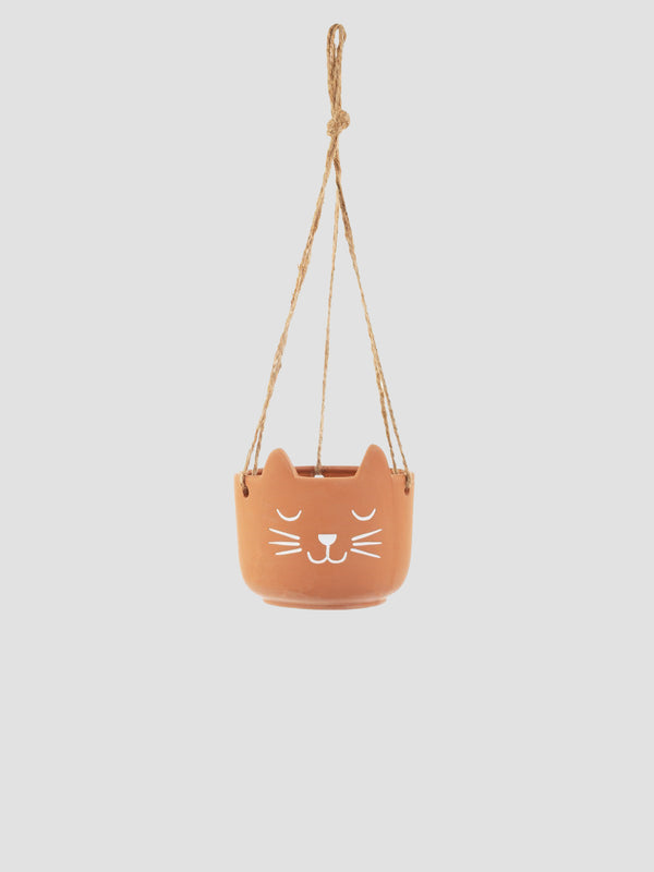 Cat Hanging Planter - Terracotta Kitten Pot with Ears