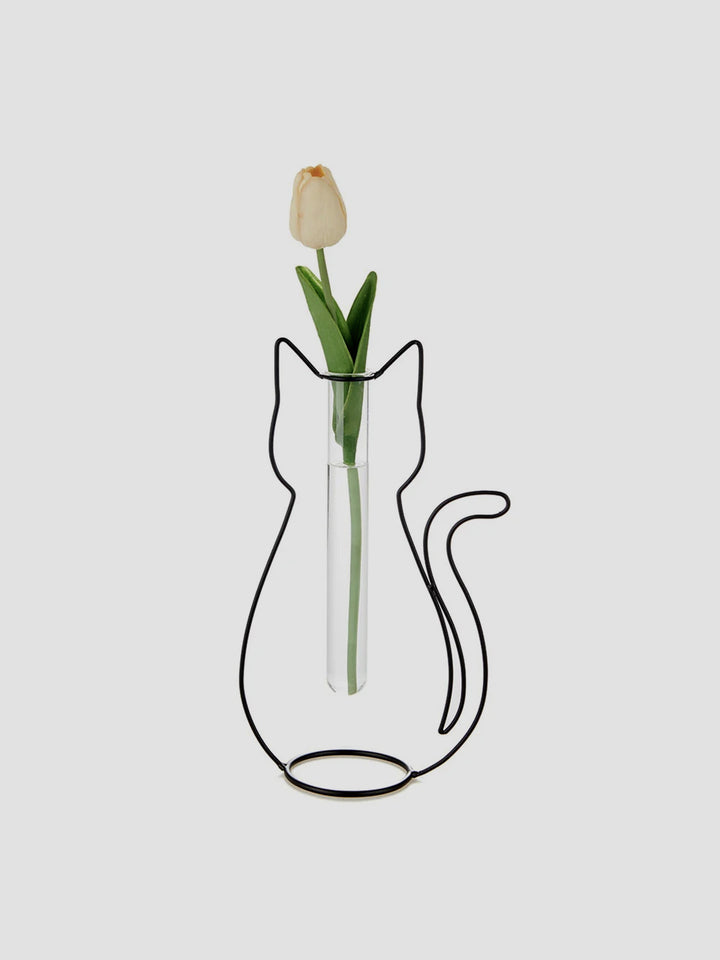 Cat Silhouette Vase Set. Quirky Glass & Metal Plant Holders for Cat Lovers Additional 2