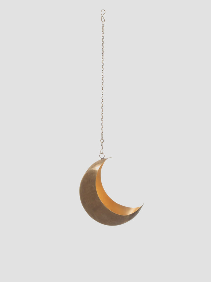 Celestial Moon Hanging Planter, Gold Iron Crescent for Indoor Plants Additional 2