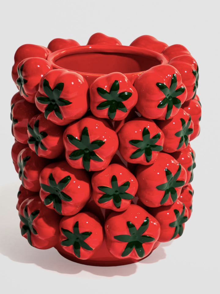 Ceramic Tomato Vase - Large Red Fruit Design with 3D Detail Additional 1
