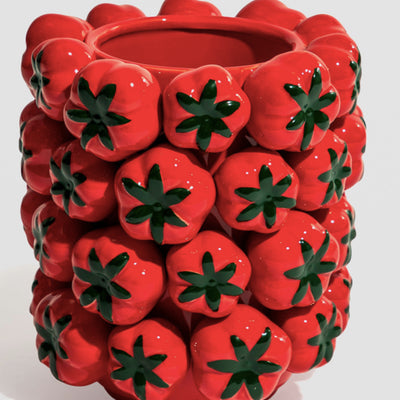 Ceramic Tomato Vase - Large Red Fruit Design with 3D Detail