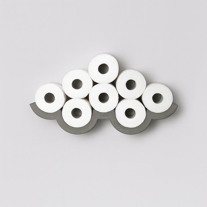 Cloud S Toilet Roll Holder. Concrete Storage with a Silver Lining Additional 1