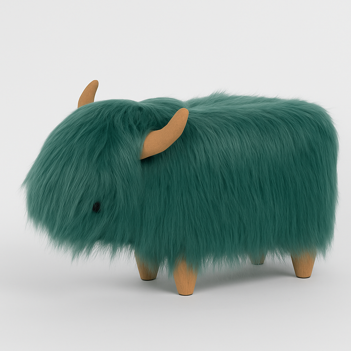 Tallulah the Teal Highland Cow Footstool. A Bold Beast for Bored Floors Additional 1