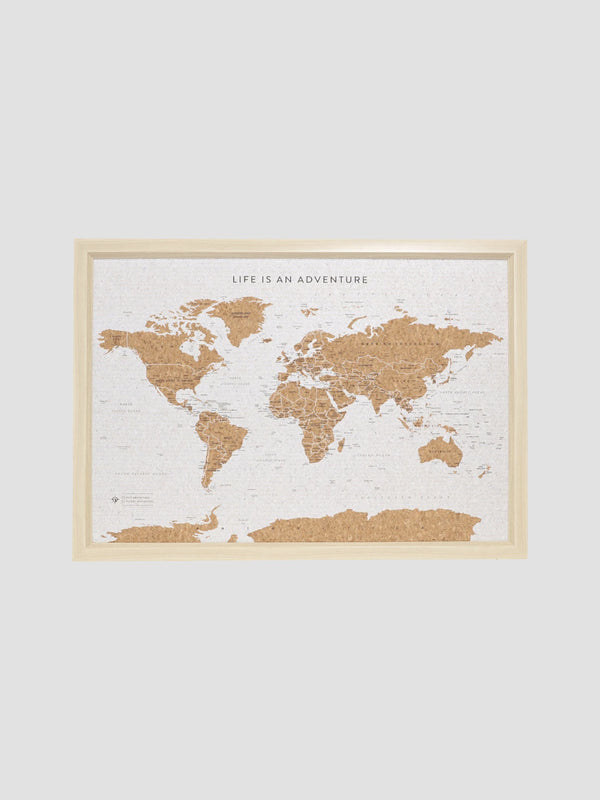 Corkboard World Map - Pin Your Travels in Style