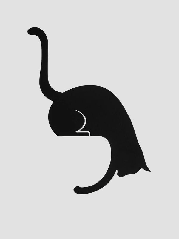Curious Cat Hook - Black Metal Shelf Hanger for Keys and More