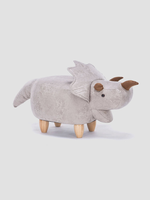 Dinosaur Footstool - Dexter the Dino in Faux Leather Grey