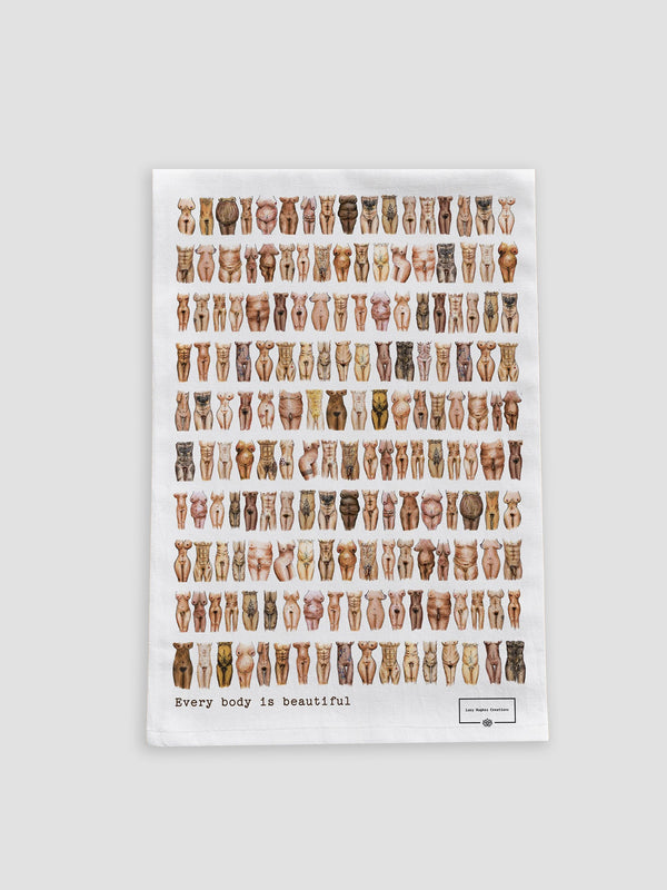 Body Positive Tea Towel - Every Body is Beautiful Design