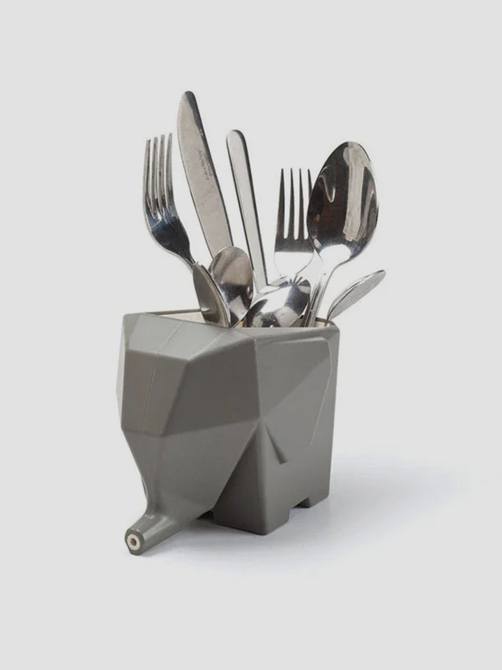 Elephant Cutlery Drainer - Grey Plastic Sink Tidy with Trunk Drain Additional 1