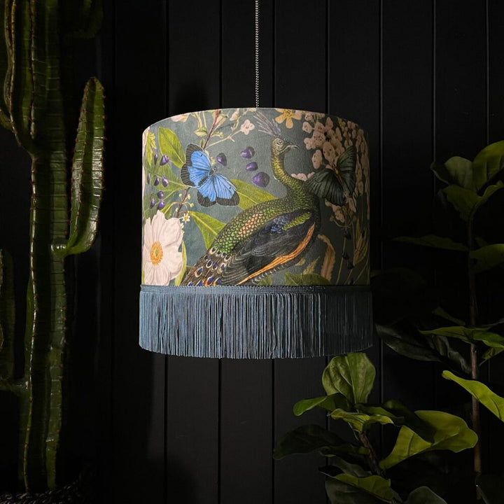 Emerald Mythical Plumes Lampshade - Grey and Gold Additional 2