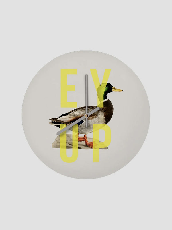 Ey Up Duck Wall Clock. Quirky Glass Clock with Northern Charm